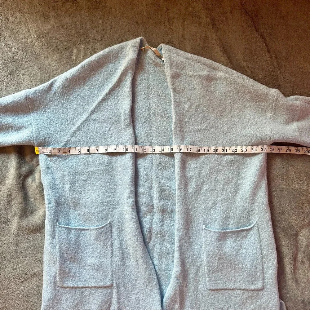 Soft Surroundings Open Long Duster Cardigan Wool Blend Light Blue Small Medium - Picture 4 of 4
